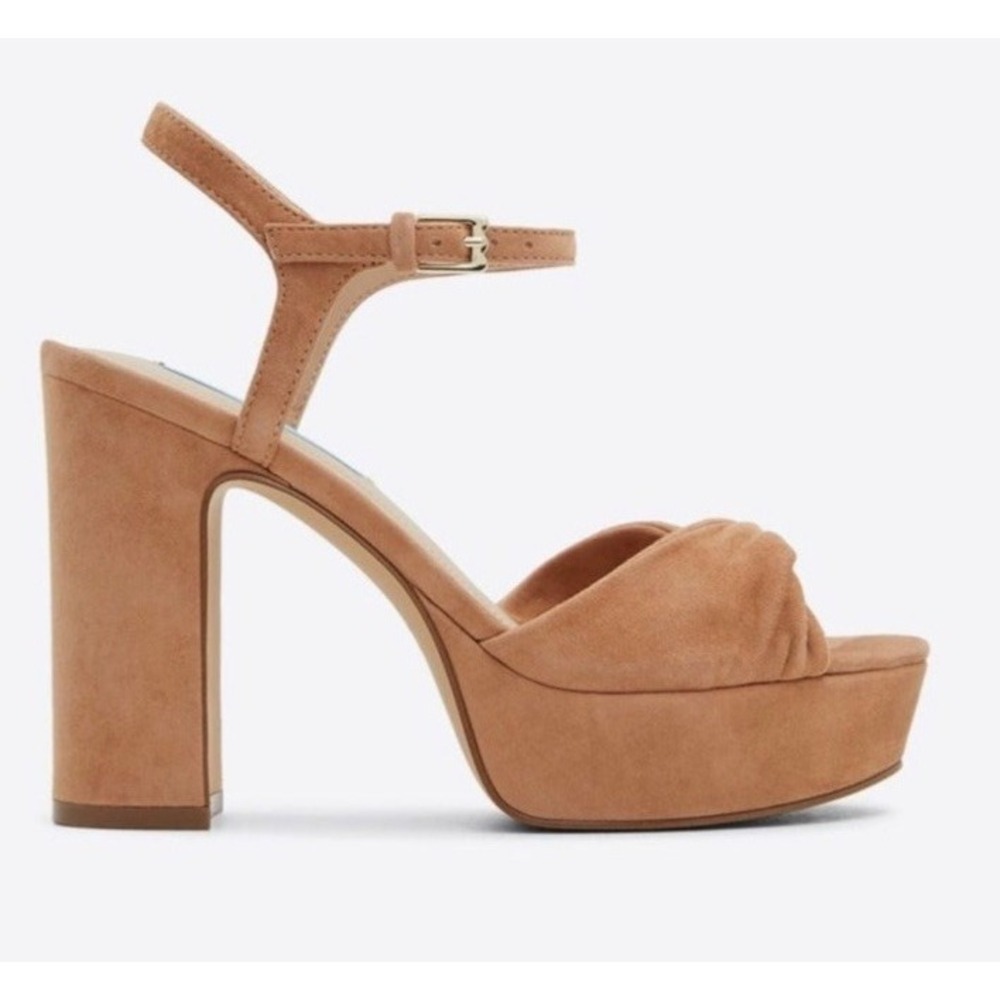 Draper James Paloma Platform Heel Tan Sandal Suede Size 8.5 Heels 90s Y2K